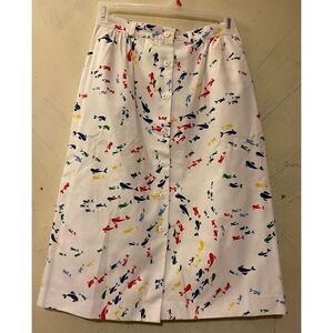 Madison Vintage UnionMade Button Front WHALES Skirt Sz 14